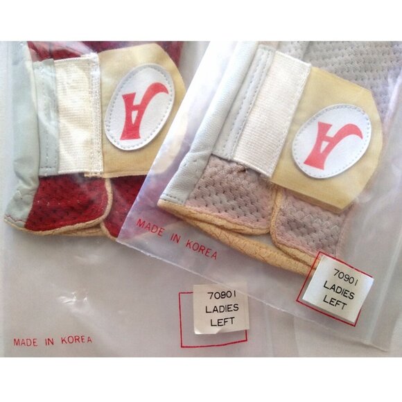 2 Vintage Golf Gloves Ladies Left Red White Unopened Packages - Picture 3 of 9